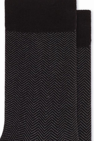 
                  
                    Load image into Gallery viewer, FOOT FEDERATION HERRINGBONE 200 STITCH MID-CALF COTTON MEN&amp;#39;S DRESS SOCK BLACK
                  
                