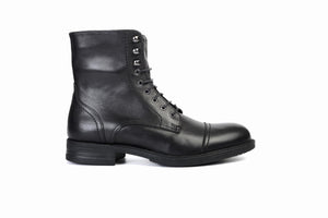 
                  
                    Load image into Gallery viewer, FOOT FEDERATION CAULK DERBY CAP-TOE MENS BOOT BLACK
                  
                