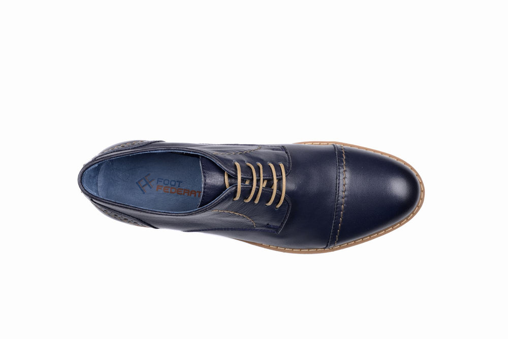 
                  
                    Load image into Gallery viewer, FOOT FEDERATION CITY DERBY CAP-TOE MENS SHOE NAVY BLUE
                  
                