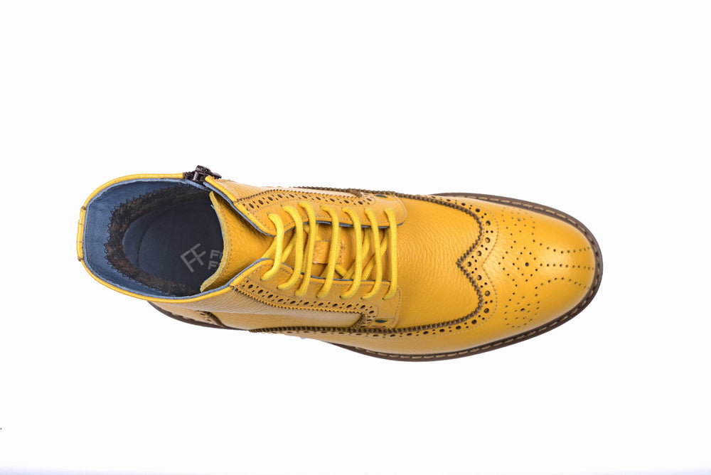 
                  
                    Load image into Gallery viewer, FOOT FEDERATION DERBY WINGTIP MENS BOOT YELLOW
                  
                