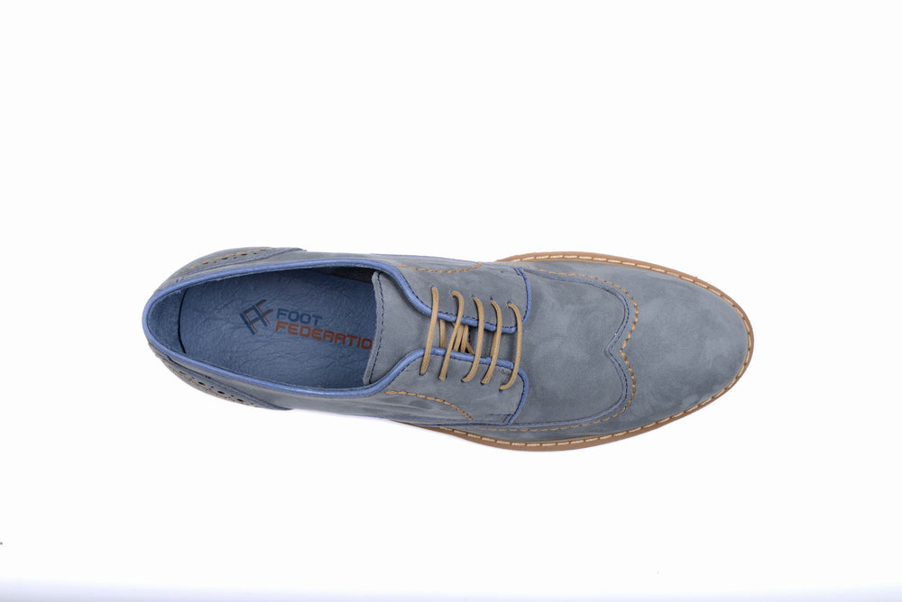 
                  
                    Load image into Gallery viewer, FOOT FEDERATION CITY DERBY WINGTIP MENS SHOE NUBUCK DENIM BLUE
                  
                