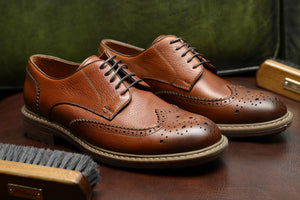 
                  
                    Load image into Gallery viewer, FOOT FEDERATION DERBY WINGTIP MENS SHOE TOBACCO
                  
                