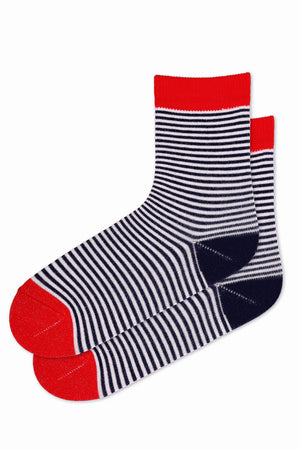 
                  
                    Load image into Gallery viewer, FOOT FEDERATION KIDS&amp;#39; SOCKS TRIO 3 PCS PACK STRIPED &amp;amp; PUNTO NAVY-RED
                  
                