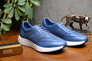 
                  
                    Load image into Gallery viewer, FOOT FEDERATION CITY LACE-UP SNEAKER MENS SHOE BLUE
                  
                