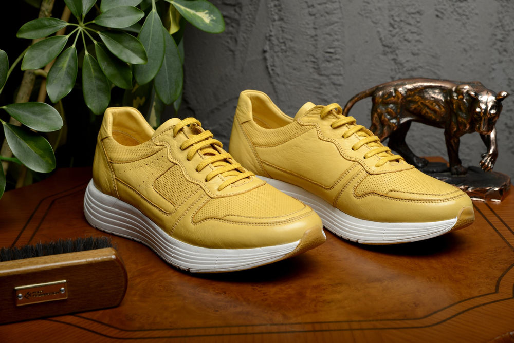 
                  
                    Load image into Gallery viewer, FOOT FEDERATION MOC-TOE LACE-UP MENS SNEAKER YELLOW
                  
                