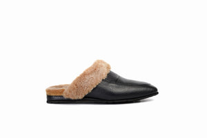 
                  
                    Laden Sie das Bild in den Galerie-Viewer, FOOT FEDERATION NATURAL FUR LINED MOC-TOE MEN&amp;#39;S LEATHER SLIPPER BROWN
                  
                