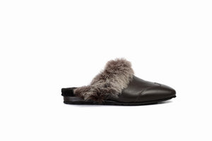 
                  
                    Laden Sie das Bild in den Galerie-Viewer, FOOT FEDERATION NATURAL FUR LINED WINGTIP MEN&amp;#39;S LEATHER SLIPPER BROWN
                  
                