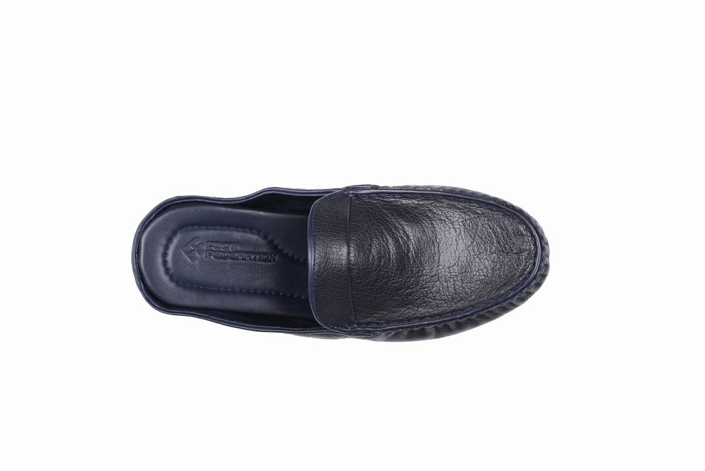 
                  
                    Laden Sie das Bild in den Galerie-Viewer, FOOT FEDERATION MOC-TOE MEN&amp;#39;S LEATHER SLIPPER DEERSKIN NAVY BLUE
                  
                