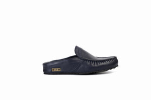 
                  
                    Load image into Gallery viewer, FOOT FEDERATION MOC-TOE MEN&amp;#39;S LEATHER SLIPPER NAVY BLUE
                  
                