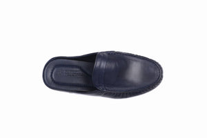 
                  
                    Load image into Gallery viewer, FOOT FEDERATION MOC-TOE MEN&amp;#39;S LEATHER SLIPPER NAVY BLUE
                  
                