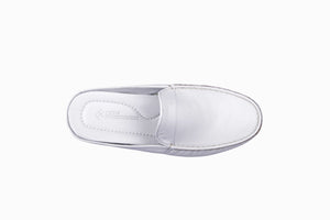 
                  
                    Load image into Gallery viewer, FOOT FEDERATION MOC-TOE WOMEN&amp;#39;S LEATHER SLIPPER WHITE
                  
                