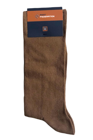 
                  
                    Laden Sie das Bild in den Galerie-Viewer, FOOT FEDERATION 240 STITCH MID-CALF COTTON MEN&amp;#39;S DRESS SOCK BROWN
                  
                