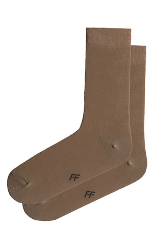 
                  
                    Load image into Gallery viewer, FOOT FEDERATION 240 STITCH MID-CALF COTTON MEN&amp;#39;S DRESS SOCK LIGHT BROWN
                  
                