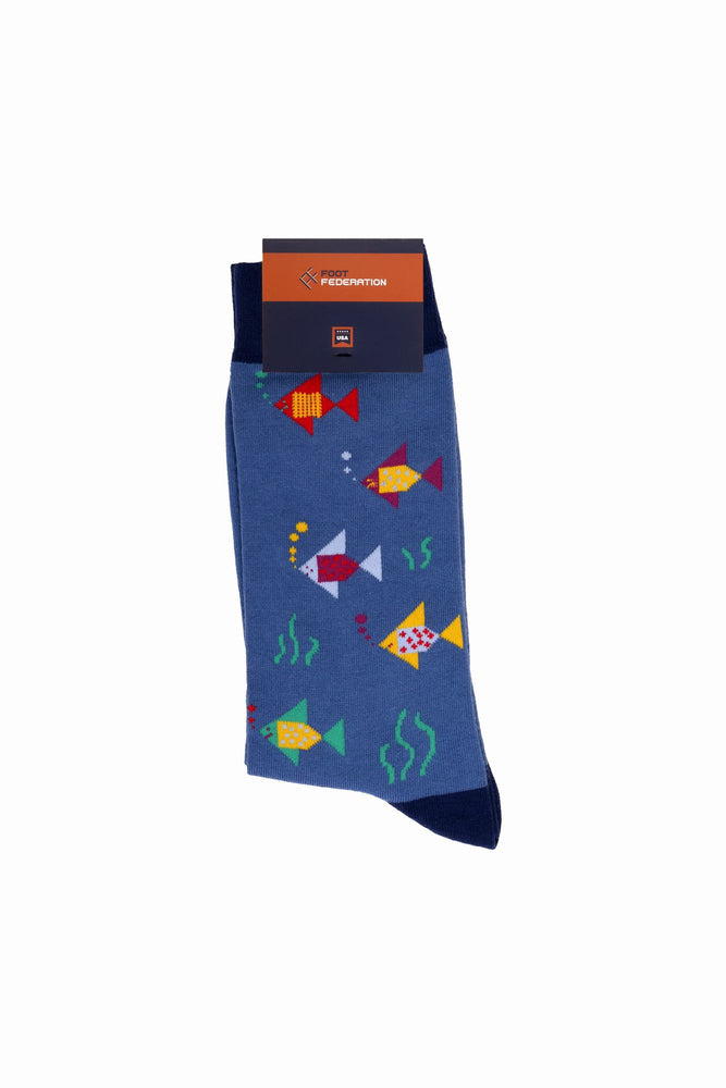 
                  
                    Laden Sie das Bild in den Galerie-Viewer, FOOT FEDERATION AQUA LIFE 200 STITCH MID-CALF COTTON MEN&amp;#39;S DRESS SOCK BLUE
                  
                