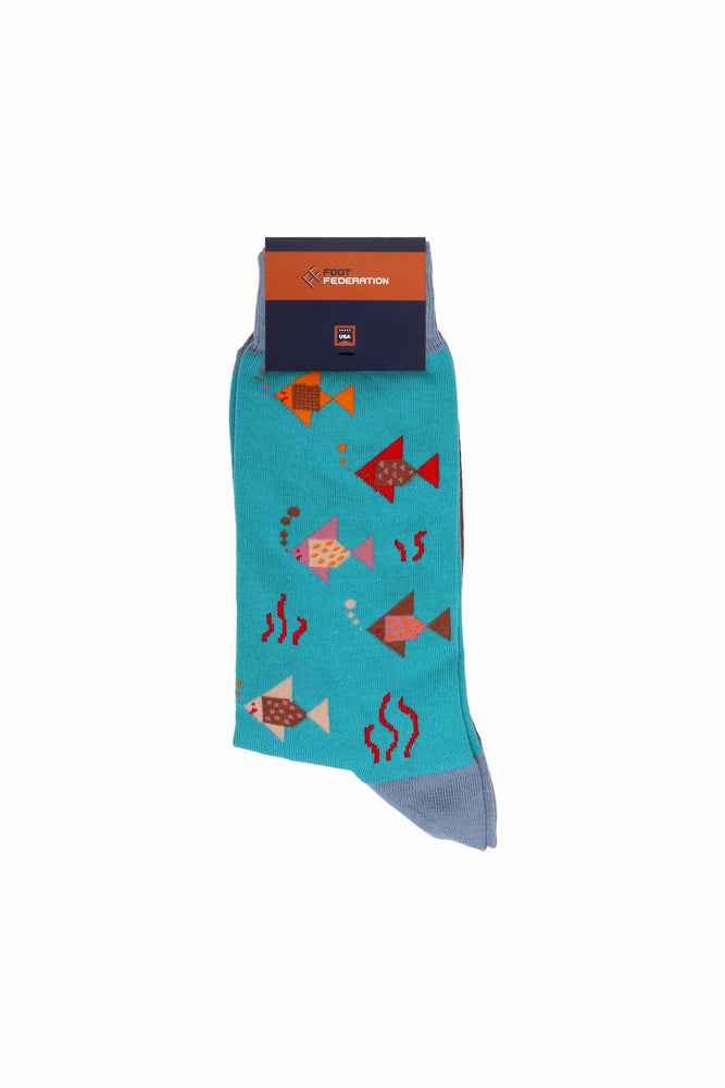 
                  
                    Laden Sie das Bild in den Galerie-Viewer, FOOT FEDERATION AQUA LIFE 200 STITCH MID-CALF COTTON MEN&amp;#39;S DRESS SOCK TURQUOISE
                  
                