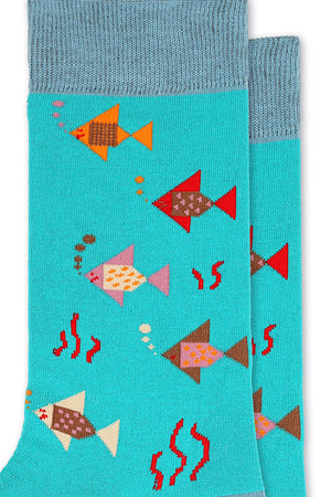 
                  
                    Laden Sie das Bild in den Galerie-Viewer, FOOT FEDERATION AQUA LIFE 200 STITCH MID-CALF COTTON MEN&amp;#39;S DRESS SOCK TURQUOISE
                  
                