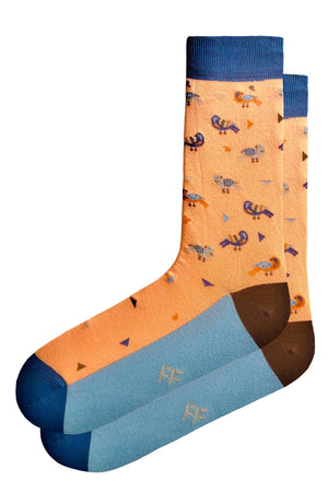 
                  
                    Laden Sie das Bild in den Galerie-Viewer, FOOT FEDERATION BIRDS 200 STITCH MID-CALF COTTON MEN&amp;#39;S DRESS SOCK PEACH ORANGE
                  
                