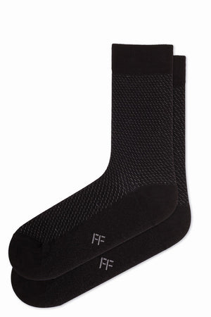 
                  
                    Laden Sie das Bild in den Galerie-Viewer, FOOT FEDERATION CUT LINES 200 STITCH MID-CALF COTTON MEN&amp;#39;S DRESS SOCK BLACK
                  
                