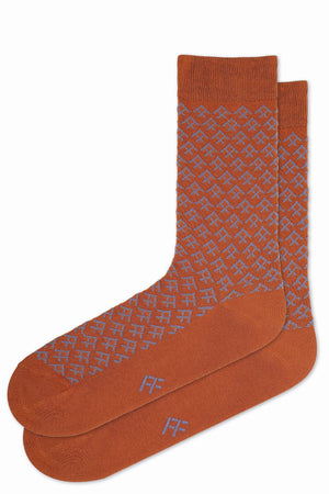 
                  
                    Laden Sie das Bild in den Galerie-Viewer, FOOT FEDERATION FF PATTERN 200 STITCH MID-CALF COTTON MEN&amp;#39;S DRESS SOCK CINNAMON
                  
                