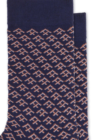 
                  
                    Laden Sie das Bild in den Galerie-Viewer, FOOT FEDERATION FF PATTERN 200 STITCH MID-CALF COTTON MEN&amp;#39;S DRESS SOCK NAVY BLUE
                  
                