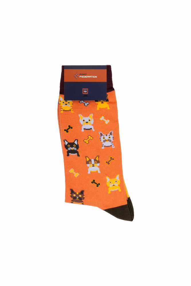 
                  
                    Laden Sie das Bild in den Galerie-Viewer, FOOT FEDERATION FRENCH BULLDOG  200 STITCH MID-CALF COTTON MEN&amp;#39;S DRESS SOCK ORANGE
                  
                