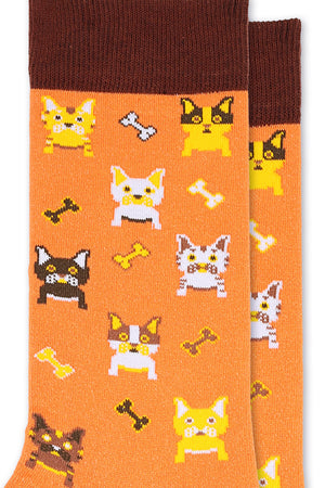 
                  
                    Laden Sie das Bild in den Galerie-Viewer, FOOT FEDERATION FRENCH BULLDOG  200 STITCH MID-CALF COTTON MEN&amp;#39;S DRESS SOCK ORANGE
                  
                