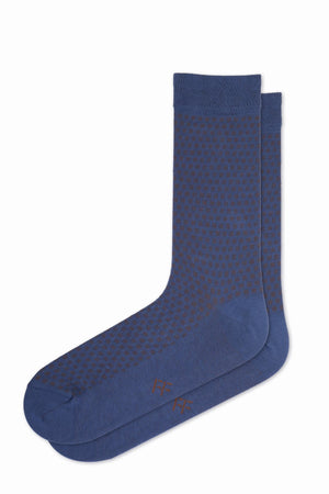 
                  
                    Laden Sie das Bild in den Galerie-Viewer, FOOT FEDERATION GHOST PUNTO 200 STITCH MID-CALF COTTON MEN&amp;#39;S DRESS SOCK BLUE
                  
                