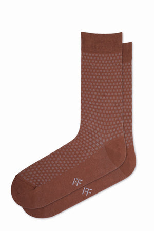 
                  
                    Laden Sie das Bild in den Galerie-Viewer, FOOT FEDERATION GHOST PUNTO 200 STITCH MID-CALF COTTON MEN&amp;#39;S DRESS SOCK BROWN
                  
                