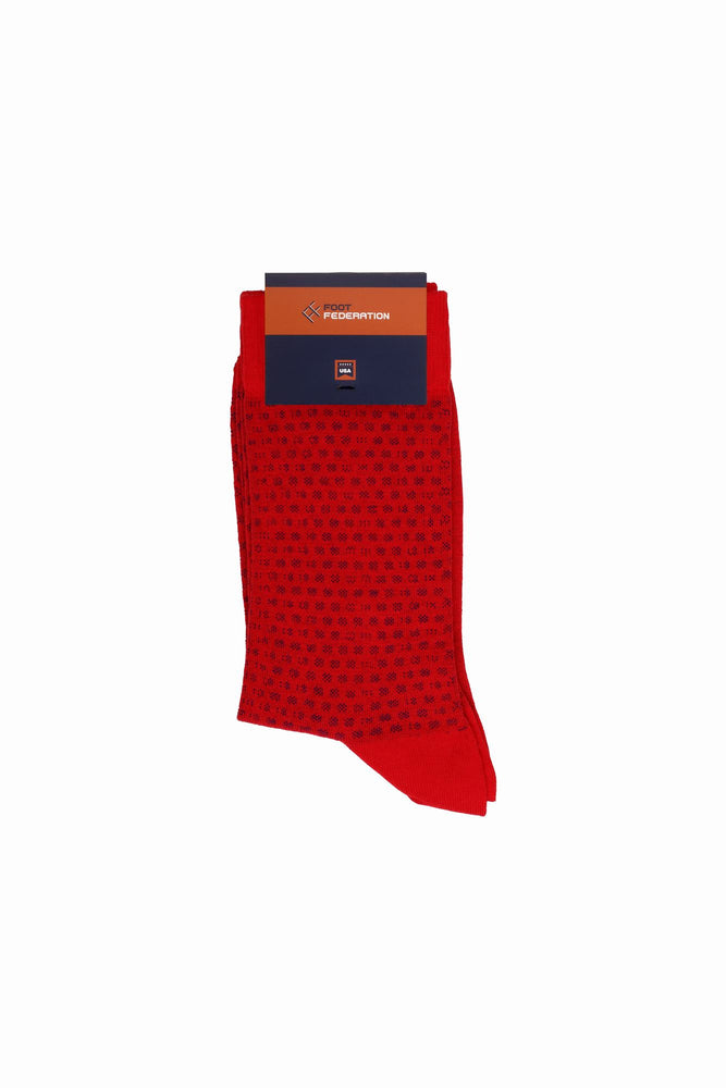 
                  
                    Laden Sie das Bild in den Galerie-Viewer, FOOT FEDERATION GHOST PUNTO 200 STITCH MID-CALF COTTON MEN&amp;#39;S DRESS SOCK RED
                  
                