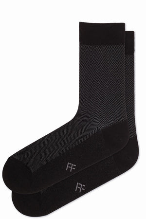 
                  
                    Laden Sie das Bild in den Galerie-Viewer, FOOT FEDERATION HERRINGBONE 200 STITCH MID-CALF COTTON MEN&amp;#39;S DRESS SOCK BLACK
                  
                