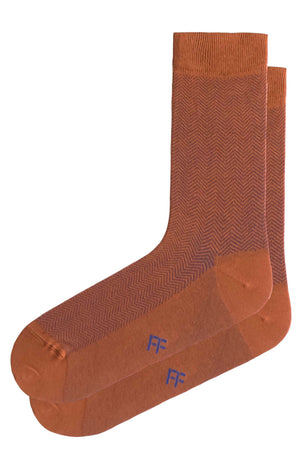 
                  
                    Laden Sie das Bild in den Galerie-Viewer, FOOT FEDERATION HERRINGBONE 200 STITCH MID-CALF COTTON MEN&amp;#39;S DRESS SOCK CINNAMON
                  
                