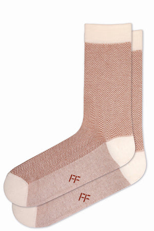 
                  
                    Laden Sie das Bild in den Galerie-Viewer, FOOT FEDERATION HERRINGBONE 200 STITCH MID-CALF COTTON MEN&amp;#39;S DRESS SOCK IVORY
                  
                