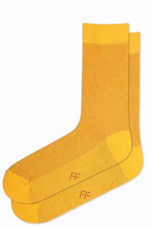 
                  
                    Laden Sie das Bild in den Galerie-Viewer, FOOT FEDERATION HERRINGBONE 200 STITCH MID-CALF COTTON MEN&amp;#39;S DRESS SOCK YELLOW
                  
                