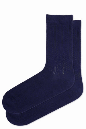 
                  
                    Laden Sie das Bild in den Galerie-Viewer, FOOT FEDERATION PUNTOS OPENWORK MID-CALF COTTON MEN&amp;#39;S DRESS SOCK NAVY
                  
                