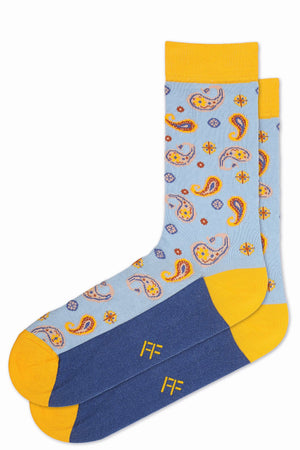 
                  
                    Laden Sie das Bild in den Galerie-Viewer, FOOT FEDERATION PAISLEY 200 STITCH MID-CALF COTTON MEN&amp;#39;S DRESS SOCK SKY BLUE
                  
                