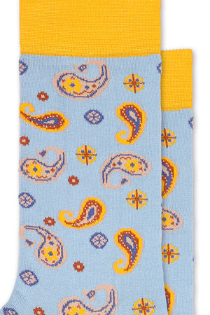 
                  
                    Laden Sie das Bild in den Galerie-Viewer, FOOT FEDERATION PAISLEY 200 STITCH MID-CALF COTTON MEN&amp;#39;S DRESS SOCK SKY BLUE
                  
                