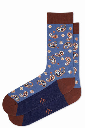 
                  
                    Laden Sie das Bild in den Galerie-Viewer, FOOT FEDERATION PAISLEY 200 STITCH MID-CALF COTTON MEN&amp;#39;S DRESS SOCK INDIGO BLUE
                  
                