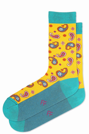 
                  
                    Laden Sie das Bild in den Galerie-Viewer, FOOT FEDERATION PAISLEY 200 STITCH MID-CALF COTTON MEN&amp;#39;S DRESS SOCK YELLOW
                  
                