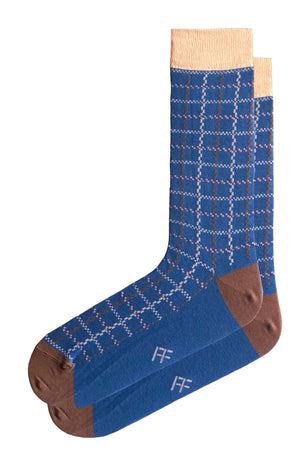 
                  
                    Laden Sie das Bild in den Galerie-Viewer, FOOT FEDERATION PLAID 200 STITCH MID-CALF COTTON MEN&amp;#39;S DRESS SOCK DARK BLUE
                  
                