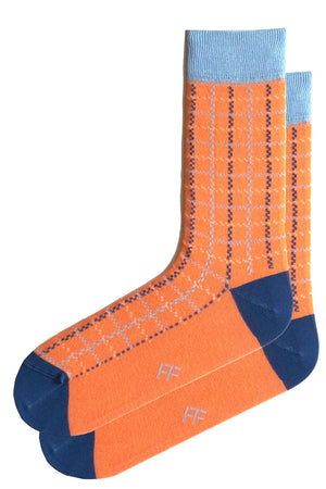 
                  
                    Laden Sie das Bild in den Galerie-Viewer, FOOT FEDERATION PLAID 200 STITCH MID-CALF COTTON MEN&amp;#39;S DRESS SOCK PEACH ORANGE
                  
                