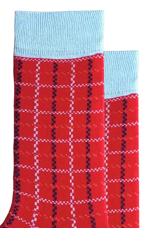 
                  
                    Laden Sie das Bild in den Galerie-Viewer, FOOT FEDERATION PLAID 200 STITCH MID-CALF COTTON MEN&amp;#39;S DRESS SOCK RED
                  
                