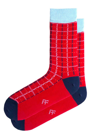 
                  
                    Laden Sie das Bild in den Galerie-Viewer, FOOT FEDERATION PLAID 200 STITCH MID-CALF COTTON MEN&amp;#39;S DRESS SOCK RED
                  
                