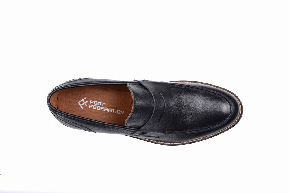 
                  
                    Load image into Gallery viewer, FOOT FEDERATION PENNY LOAFER MENS SHOE BLACK
                  
                