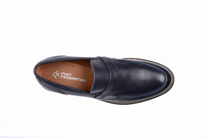 
                  
                    Load image into Gallery viewer, FOOT FEDERATION PENNY LOAFER MENS SHOE NAVY BLUE
                  
                