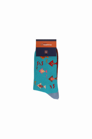 
                  
                    Laden Sie das Bild in den Galerie-Viewer, FOOT FEDERATION AQUA LIFE MID-CALF COTTON WOMEN&amp;#39;S SOCK TURQUOISE
                  
                