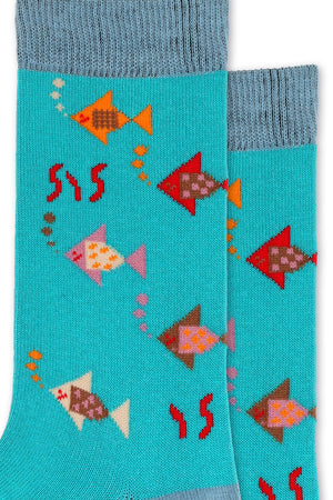 
                  
                    Laden Sie das Bild in den Galerie-Viewer, FOOT FEDERATION AQUA LIFE MID-CALF COTTON WOMEN&amp;#39;S SOCK TURQUOISE
                  
                