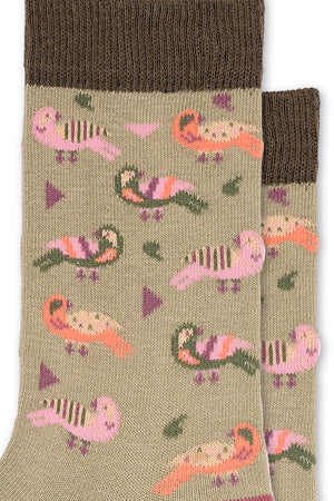 
                  
                    Laden Sie das Bild in den Galerie-Viewer, FOOT FEDERATION BIRDS MID-CALF COTTON WOMEN&amp;#39;S DRESS SOCK ARMY GREEN
                  
                