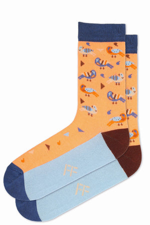 
                  
                    Laden Sie das Bild in den Galerie-Viewer, FOOT FEDERATION BIRDS MID-CALF COTTON WOMEN&amp;#39;S DRESS SOCK ORANGE
                  
                