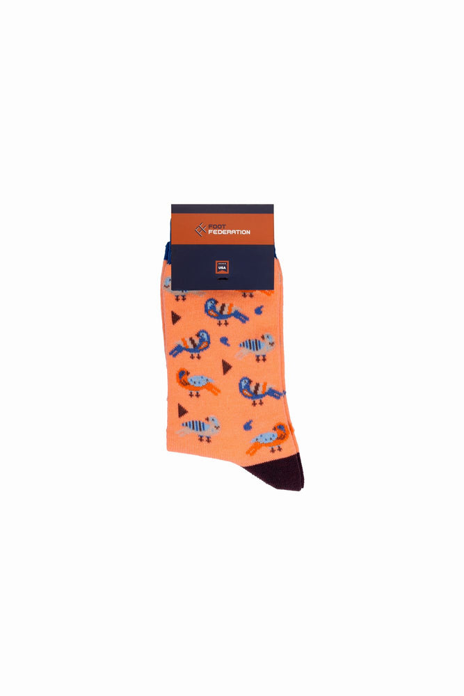 
                  
                    Laden Sie das Bild in den Galerie-Viewer, FOOT FEDERATION BIRDS MID-CALF COTTON WOMEN&amp;#39;S DRESS SOCK ORANGE
                  
                