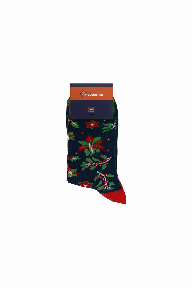 
                  
                    Laden Sie das Bild in den Galerie-Viewer, FOOT FEDERATION CHRISTMAS FLORAL MID-CALF COTTON WOMEN&amp;#39;S DRESS SOCK NAVY BLUE
                  
                